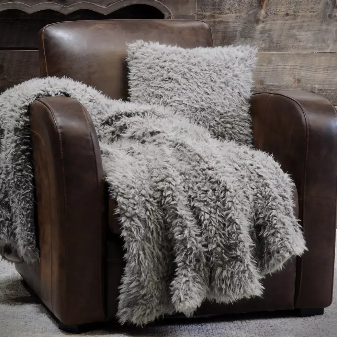 Plaid ecopelliccia (160 cm) Pecora Tortora