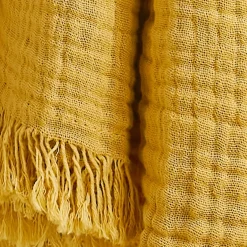 Plaid garza di cotone (220 cm) Gaïa Giallo zafferano
