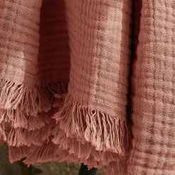 Plaid garza di cotone (160 cm) Gaïa Rosa pesca