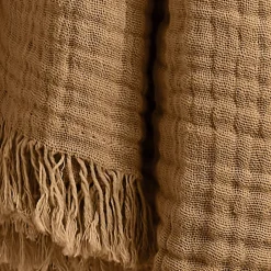 Plaid garza di cotone (160 cm) Gaïa Camel