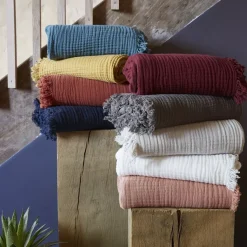 Plaid garza di cotone (220 cm) Gaïa Terracotta