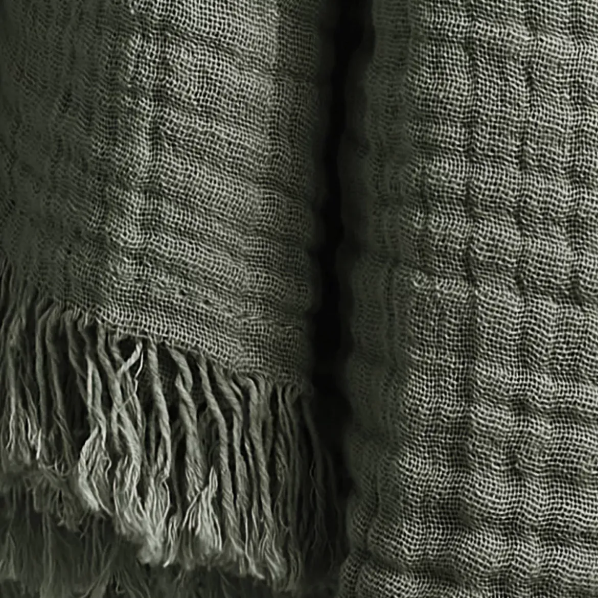 Plaid garza di cotone (220 cm) Gaïa Verde rosmarino