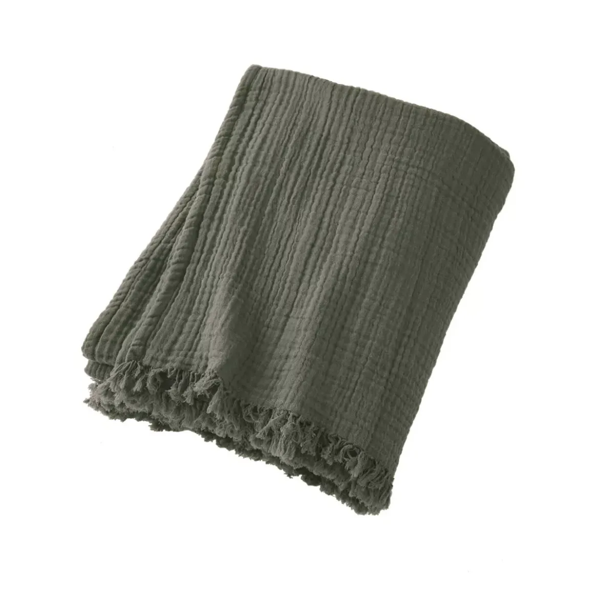 Plaid garza di cotone (220 cm) Gaïa Verde rosmarino