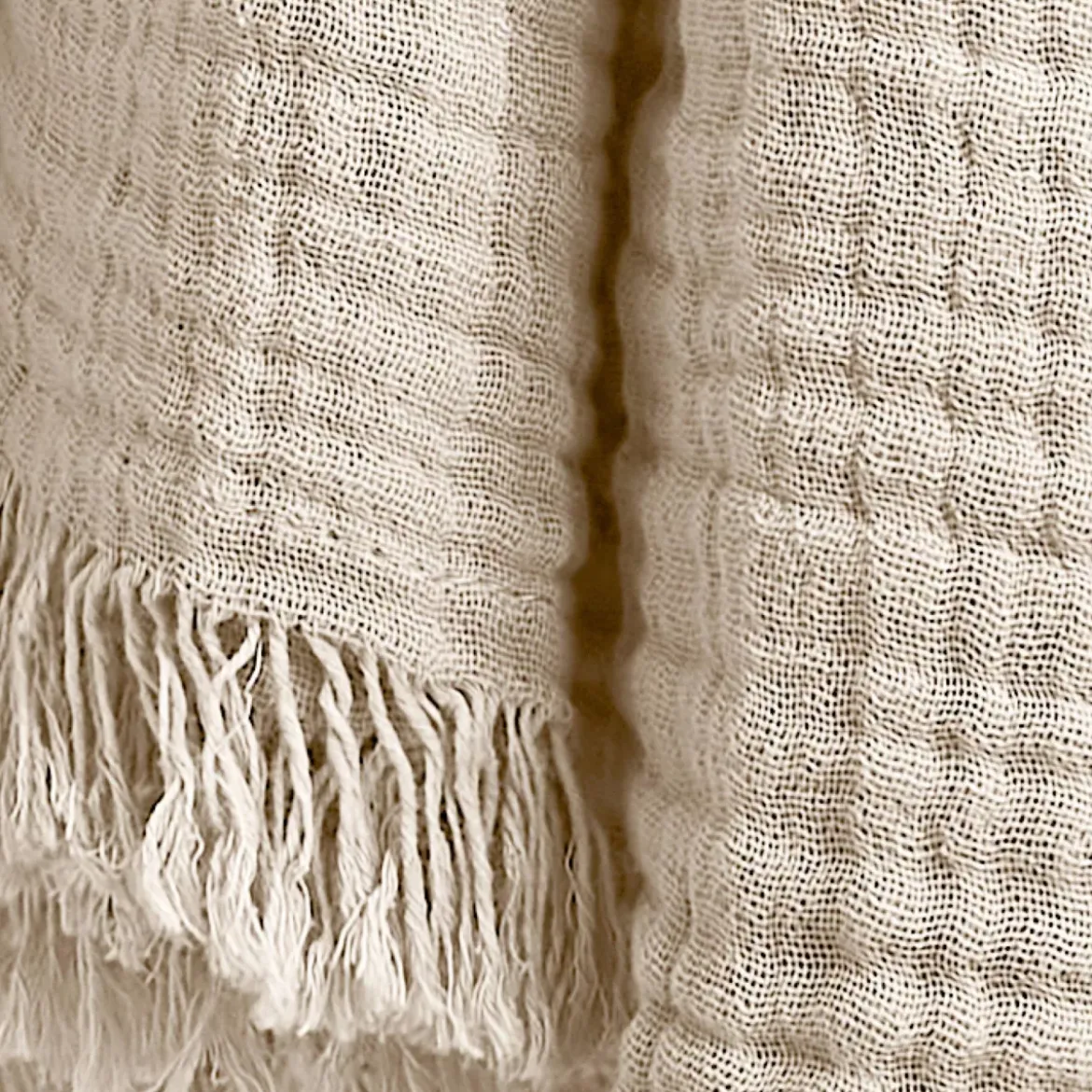 Plaid garza di cotone (220 cm) Gaïa Beige pampa