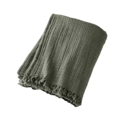 Plaid garza di cotone (160 cm) Gaïa Verde rosmarino