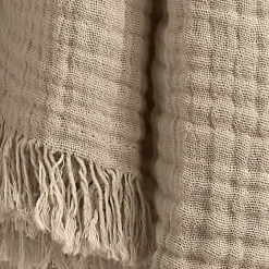 Plaid garza di cotone (130 x 160 cm) Gaïa Beige pampa