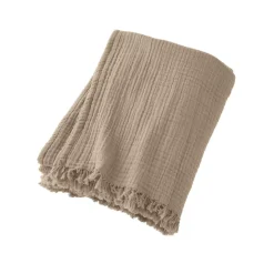 Plaid garza di cotone (180 x 220 cm) Gaïa Beige pampa