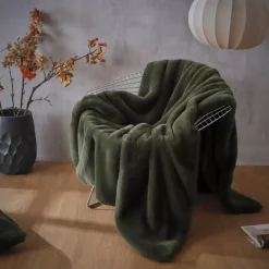 Plaid in finta pelliccia (140 x 200 cm) Finn Verde kaki