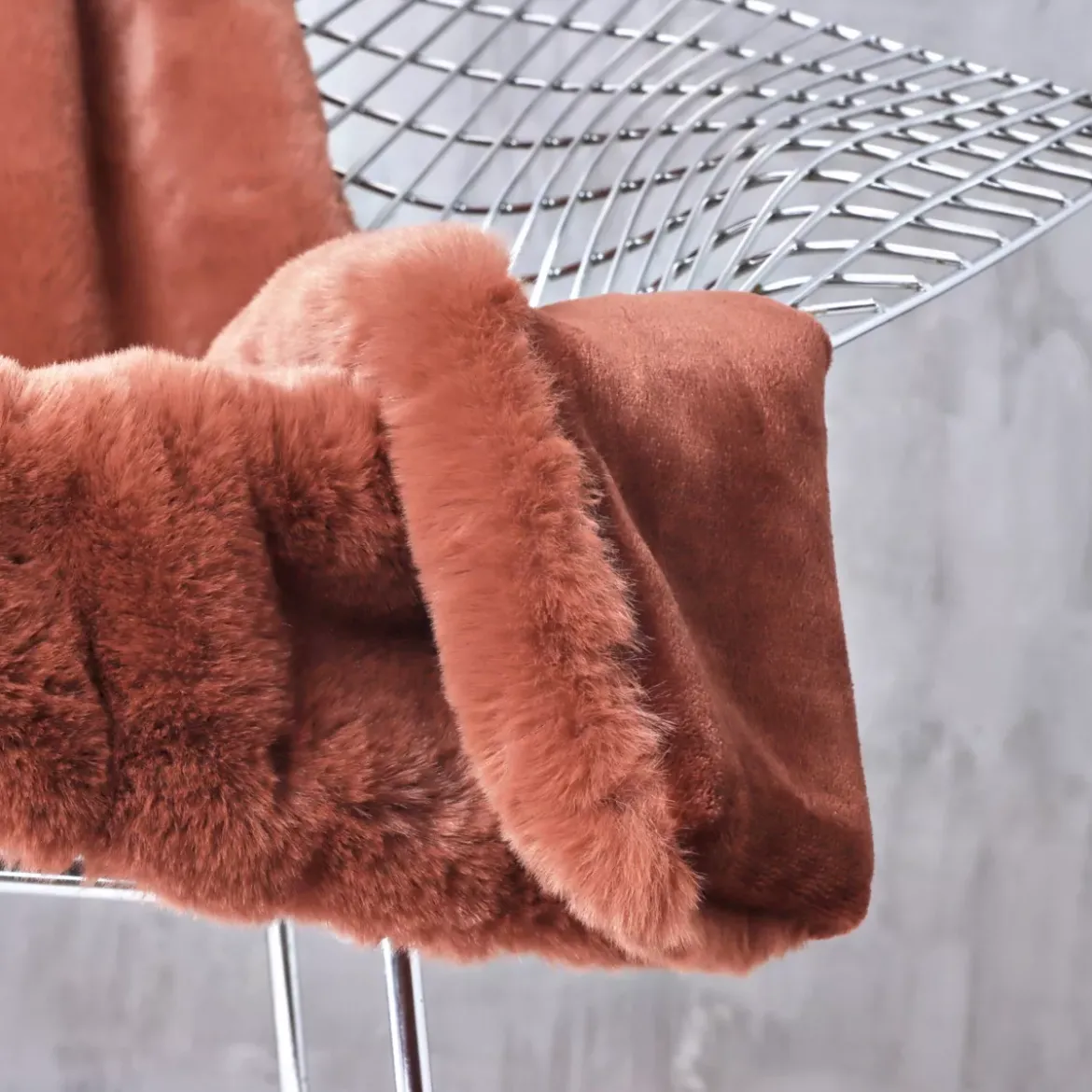 Plaid in finta pelliccia (140 x 200 cm) Finn Terracotta