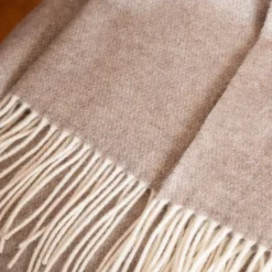 Plaid in lana e cashmere (140 x 200 cm) Côme Beige