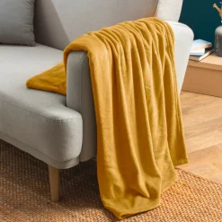 Plaid morbida di flanella (125 x 150 cm) Didou Giallo senape