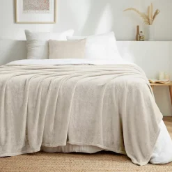 Plaid morbida in flanella (220 x 240 cm) Didou Beige grigio chiaro