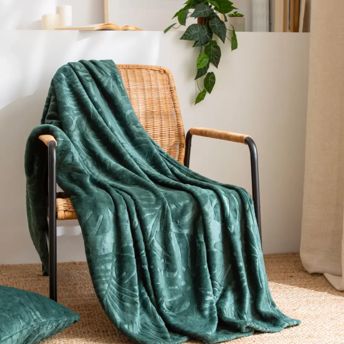 Plaid morbido flanella (130 x 180 cm) Flore Verde