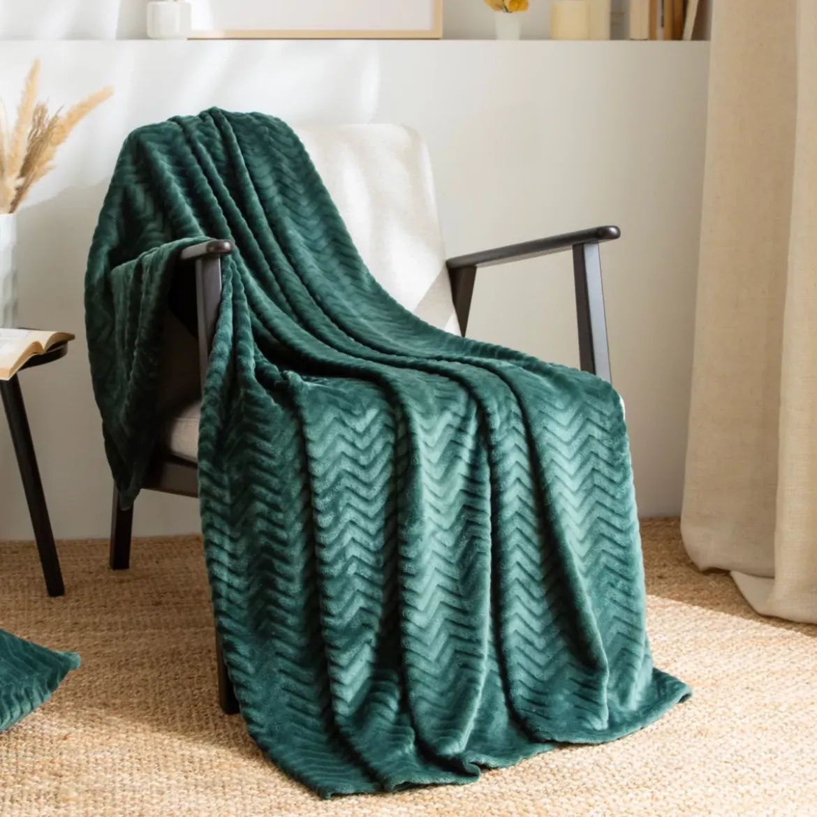 Plaid morbido flanella (125 x 150 cm) Zag Verde