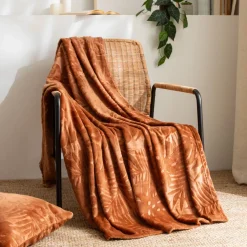 Plaid morbido in flanella (130 x 180 cm) Flore Rame