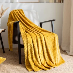Plaid morbido in flanella (130 x 180 cm) Zag Giallo senape