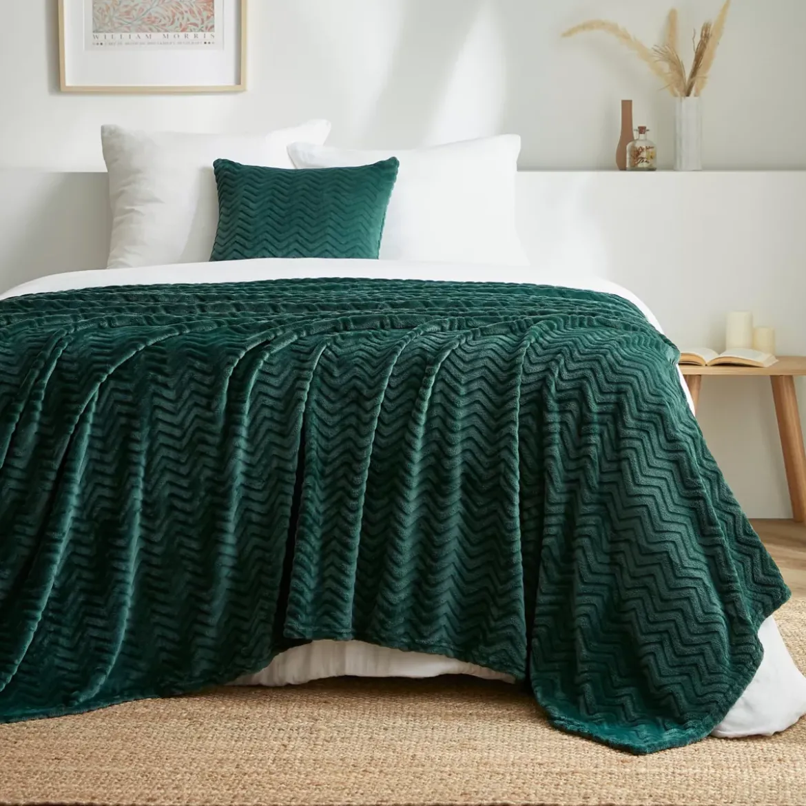 Plaid morbido in flanella (180 x 230 cm) Zag Verde