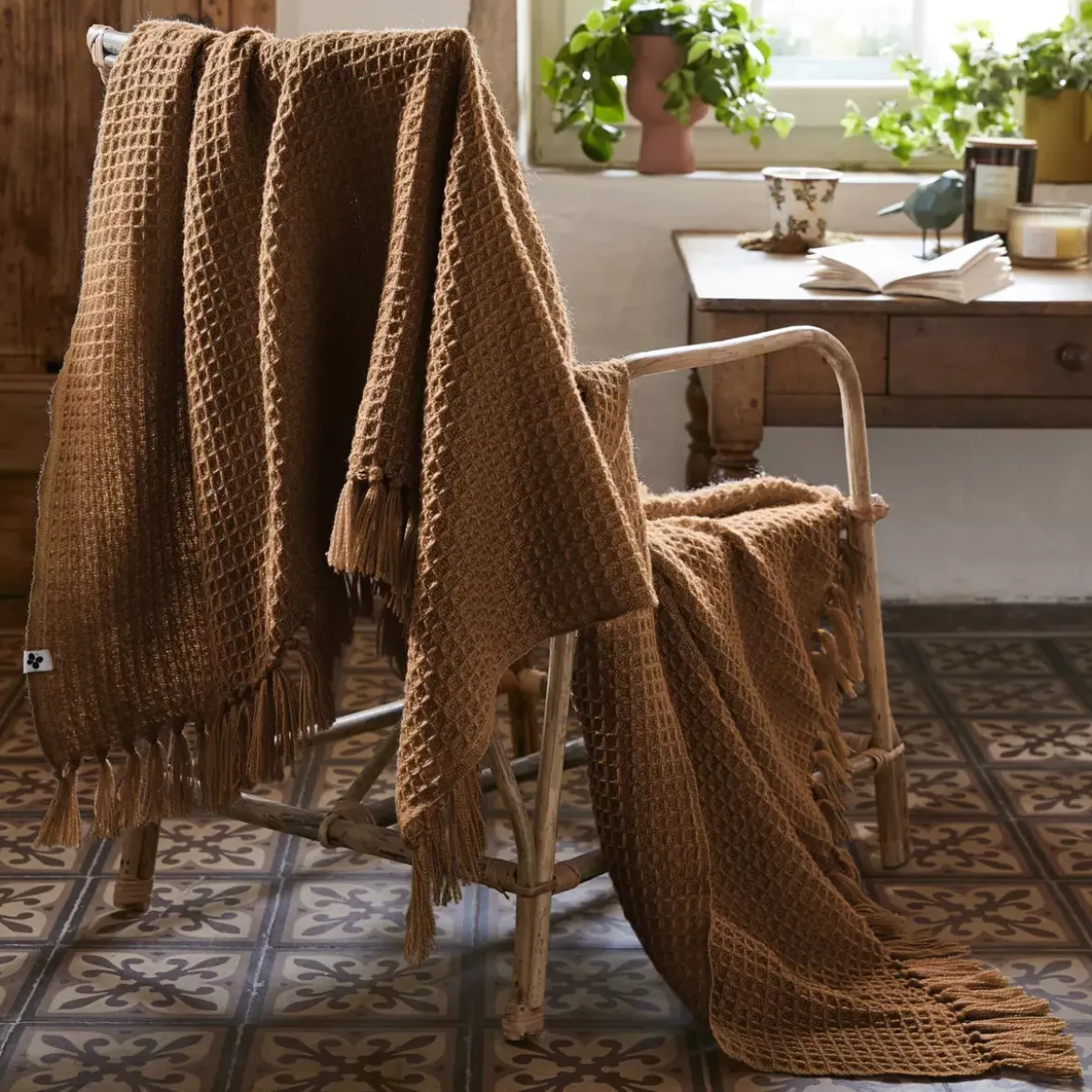 Plaid per divani in materiale riciclato (160 cm) Gabin Camel