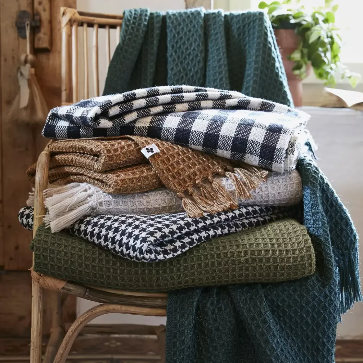 Plaid per divani in materiale riciclato (160 cm) Gabin Beige pampa