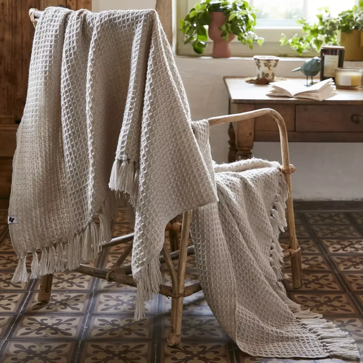 Plaid per divani in materiale riciclato (160 cm) Gabin Beige pampa