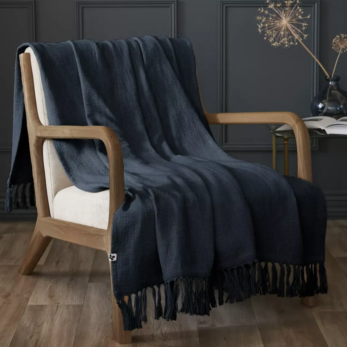 Plaid cotone (130 x 160 cm) Sixtine Blu notte