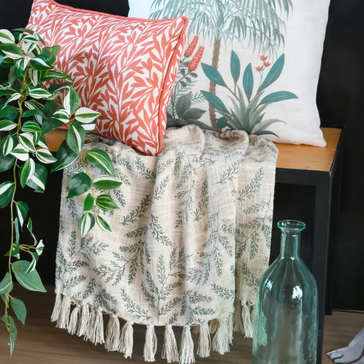 Plaid in cotone (125 x 150 cm) Antillia Verde
