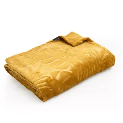 Plaid morbido flanella (180 x 230 cm) Flore Giallo senape