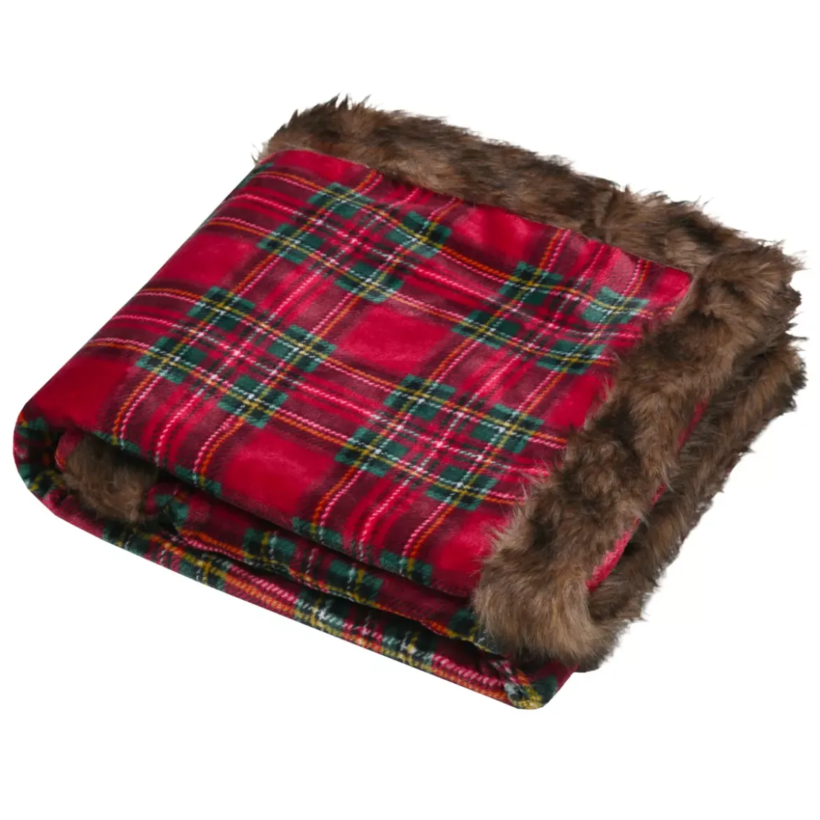 Plaid natalizio in flanella (130 x 160 cm) Tartan a quadri rossi e verdi