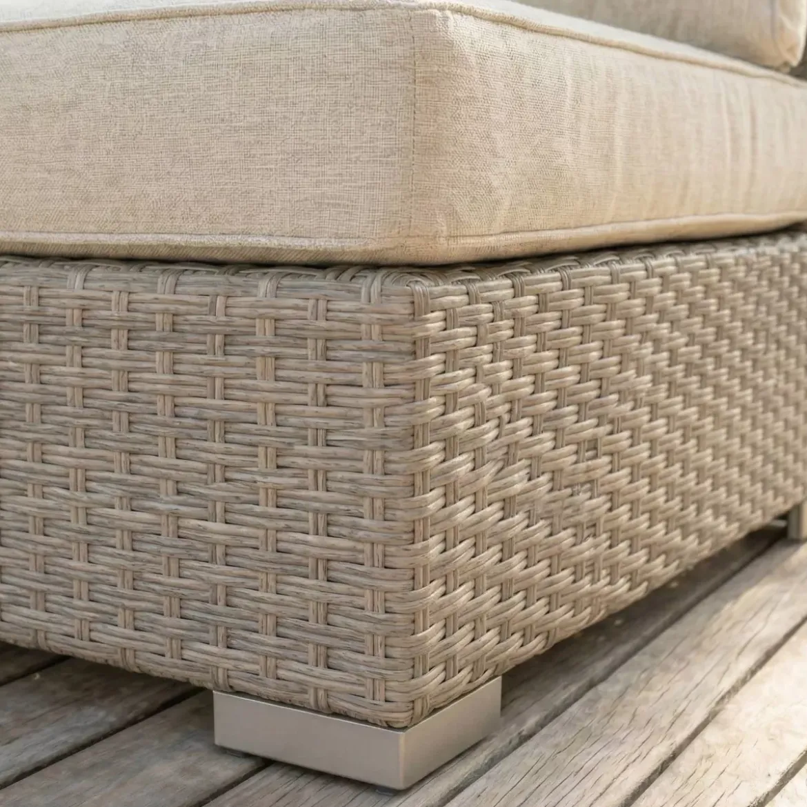 Poltrona da giardino angolare in resina intrecciata Palma Grigio e beige