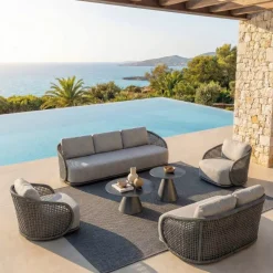 Poltrona da giardino effetto rattan e alluminio Riviera Grigio antracite
