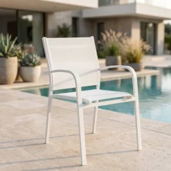 Poltrona da giardino impilabile in alluminio Murano Bianco sporco - Svuotamento magazzino