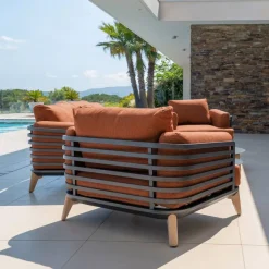 Poltrona da giardino in alluminio Monte Carlo Grigio antracite e terracotta