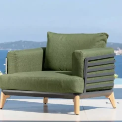 Poltrona da giardino in alluminio Monte Carlo Grigio antracite e verde rosmarino