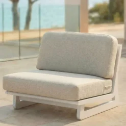 Poltrona da giardino in alluminio Long Beach Bianco cenere e beige