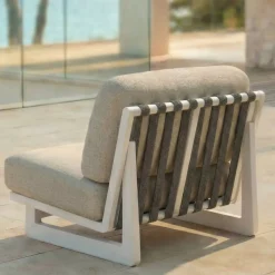 Poltrona da giardino in alluminio Long Beach Bianco cenere e beige