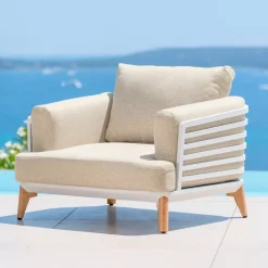 Poltrona da giardino in alluminio Monte Carlo Bianco e beige