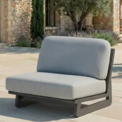 Poltrona da giardino in alluminio Long Beach Antracite e grigio chiaro