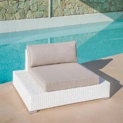 Poltrona da giardino in resina intrecciata Palma bianco e tortora
