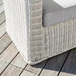 Poltrona da giardino in resina intrecciata Calvi Bianco e grigio chiaro