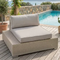Poltrona da giardino in resina intrecciata Palma Grigio e tortora
