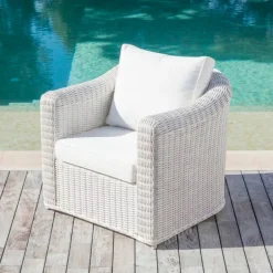 Poltrona da giardino in resina intrecciata Calvi Bianco