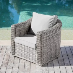 Poltrona da giardino in resina intrecciata Calvi Grigio chiaro