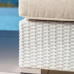 Poltrona da giardino in resina intrecciata Palma Bianco e beige