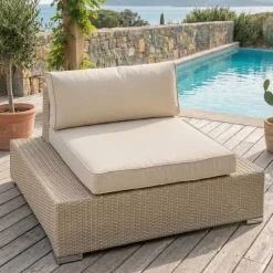Poltrona da giardino in resina intrecciata Palma Grigio e beige