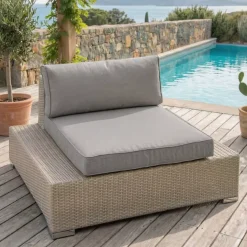 Poltrona da giardino in resina intrecciata Palma Grigio e antracite