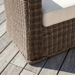 Poltrona da giardino in resina intrecciata Calvi Seppia e beige