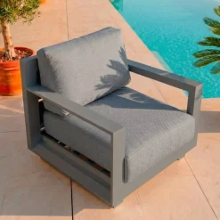 Poltrona da giardino relax in alluminio Elba Grigio antracite