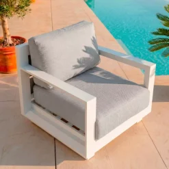 Poltrona da giardino relax in alluminio Elba Bianco e grigio chiaro