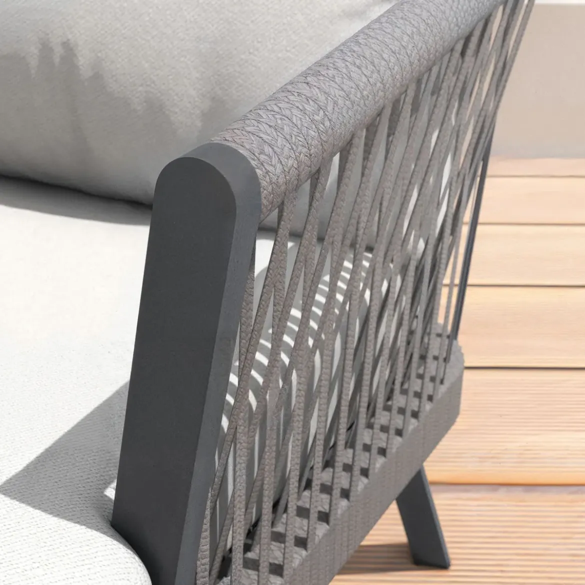 Poltrona da giardino rilassante in alluminio Amalfi Grigio antracite e grigio chiaro