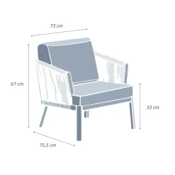 Poltrona da giardino rilassante in alluminio Amalfi Bianco e tortora